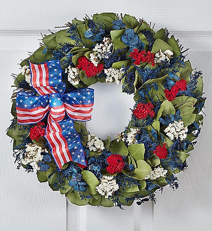 Preserved Red, White and Beautiful Wreath -16&quot;